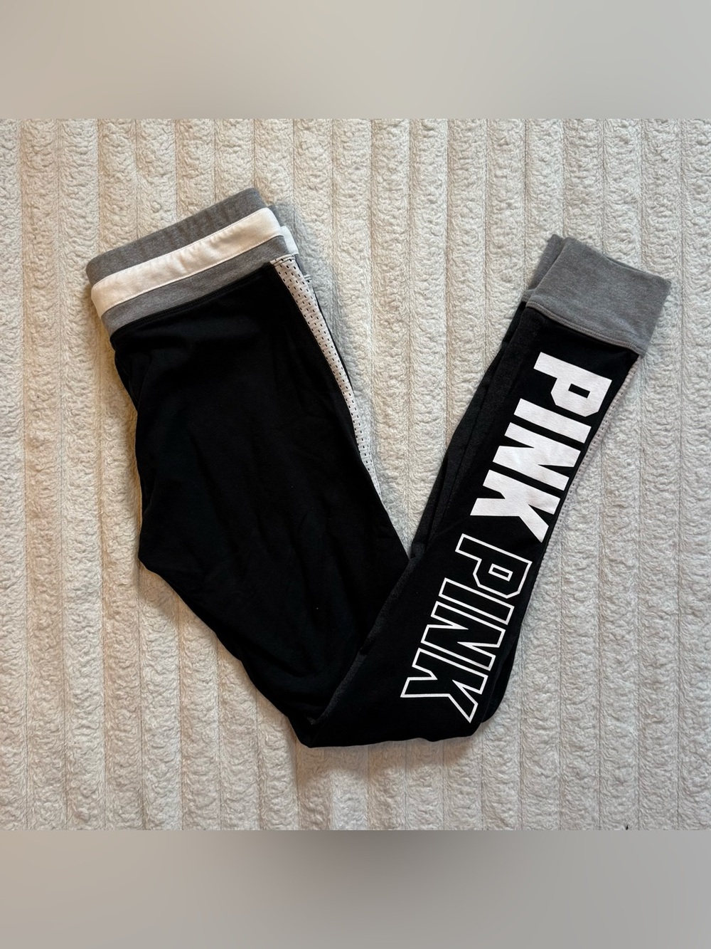 Victoria's Secret PINK Dark Gray Logo Campus Leggings S